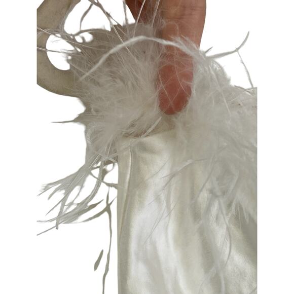 Elliatt Strapless Feather Trim Mini Dress Satin Bridal Fairy Wedding White Small - Picture 4 of 7